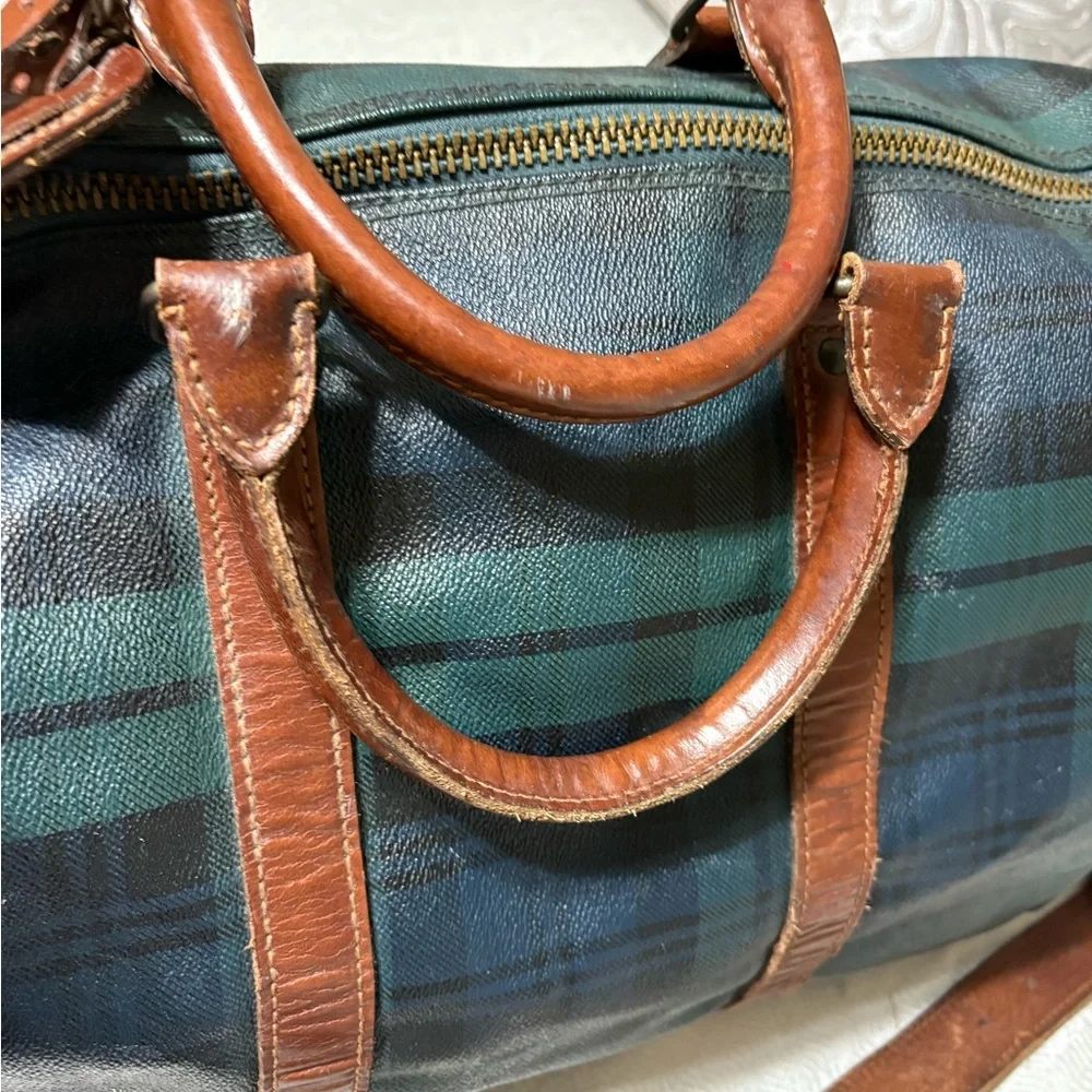 Vintage Ralph Lauren Brown and Green Plaid Men's Bag